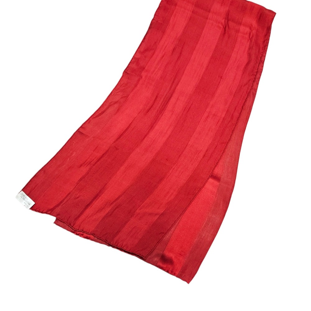 Elaine Gold Scarf Womens OS Red Silk Striped Elegant Classic Luxury Accessory